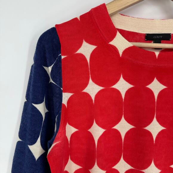 J. Crew 100% Merino Wool Tippi Sweater Pop Art Polka Dot Crew Neck 3/4 Sleeve - Picture 5 of 12